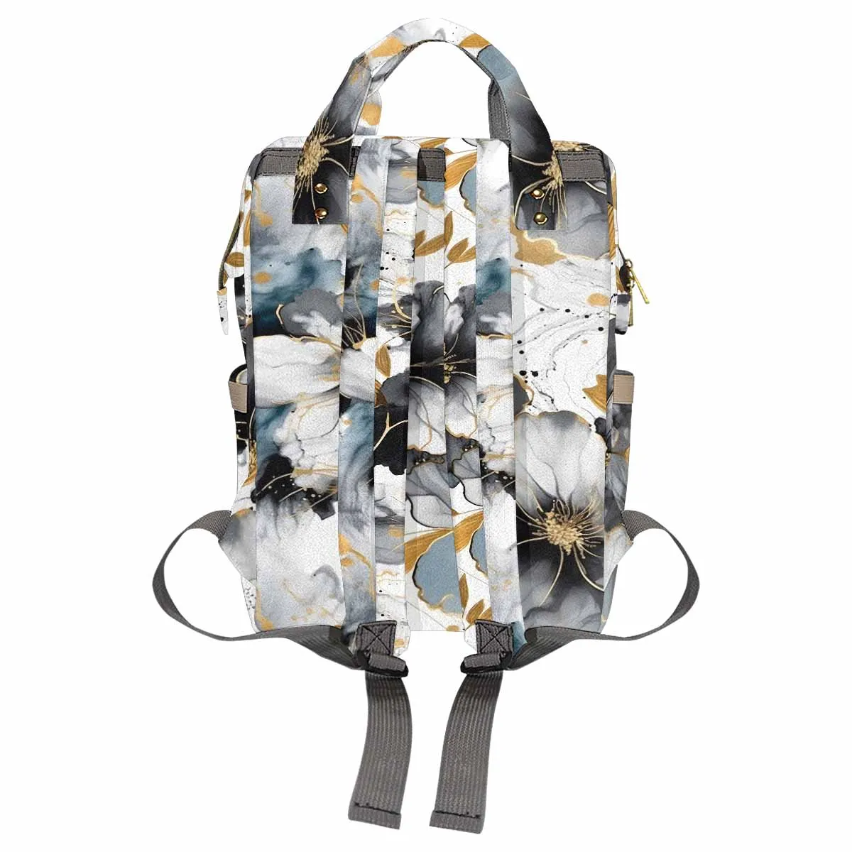 Black White and Gold  Diaper Bag Backpack