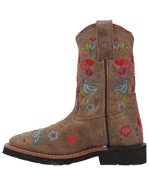 Dan Post Flower Embroidered Leather Children's Boots