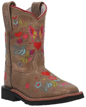 Dan Post Flower Embroidered Leather Children's Boots