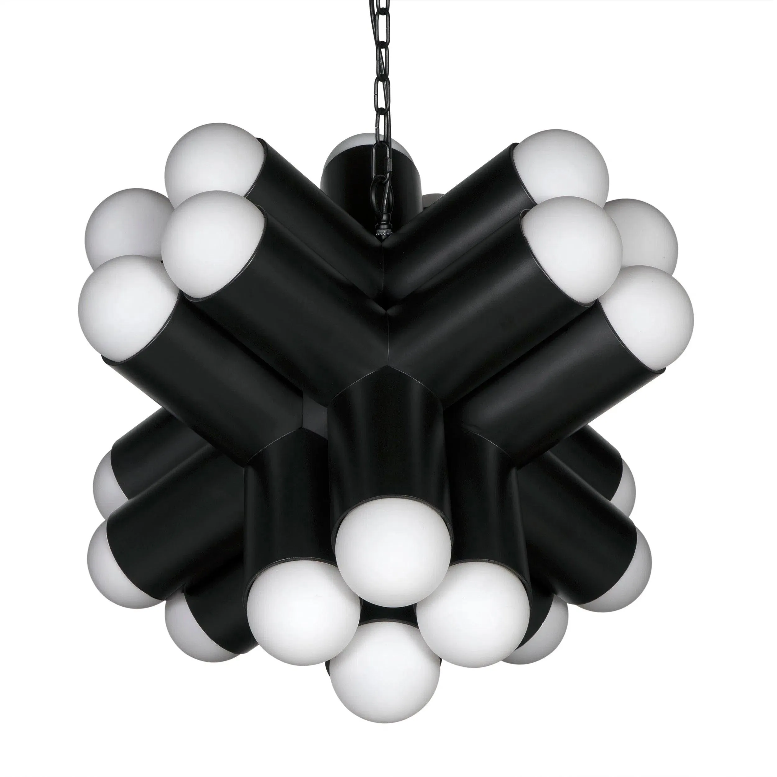 Massimo Steel and Frosted Globe Chandelier