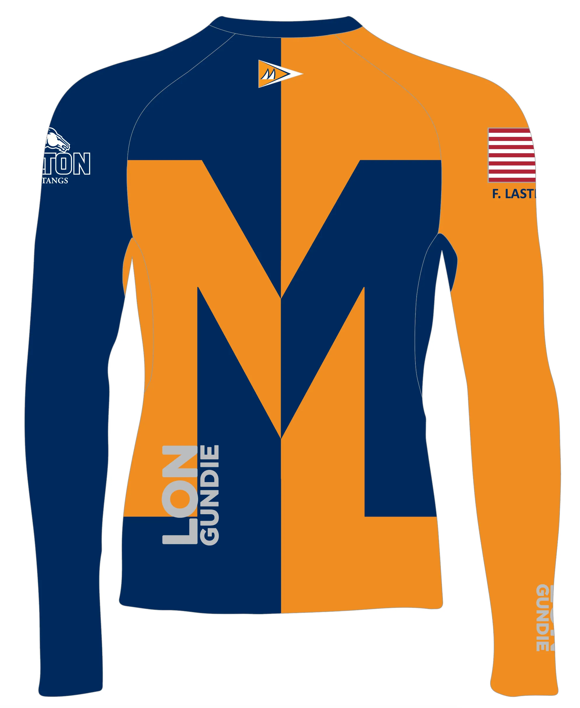 MEN RASH GUARD TOP FITTED ORANGE | MILTON ACADEMY SAILING | PSNLZ'D