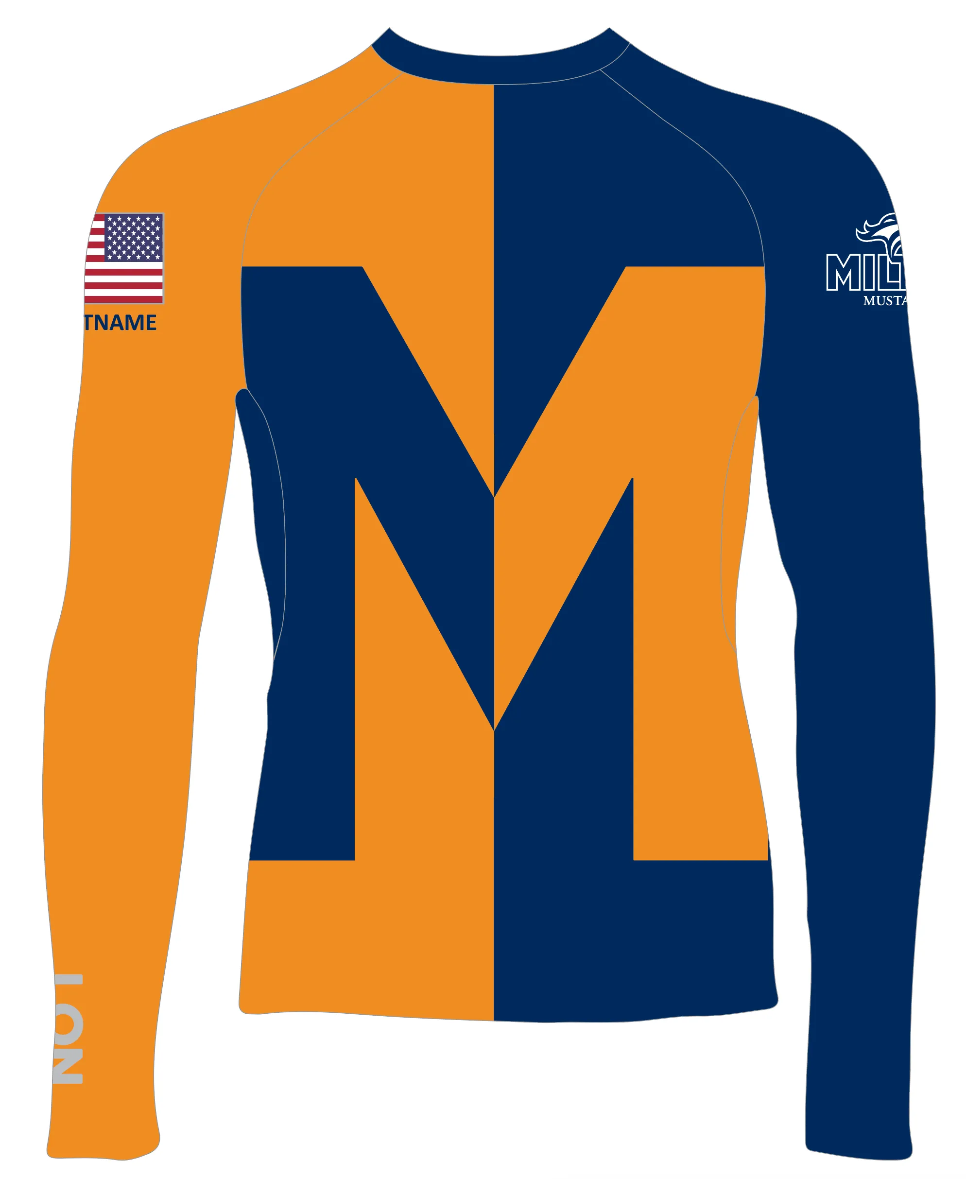 MEN RASH GUARD TOP FITTED ORANGE | MILTON ACADEMY SAILING | PSNLZ'D