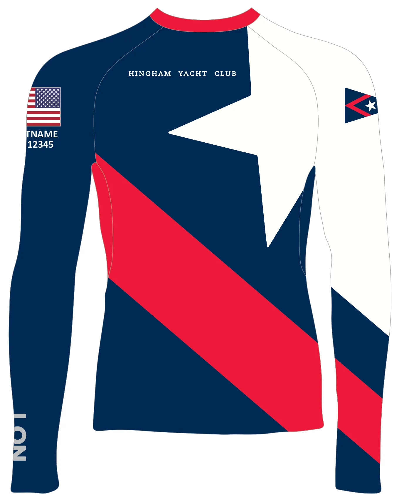 MEN RASH GUARD TOP LONG SLEEVE BLUE | HINGHAM YACHT CLUB | PSNLZ'D