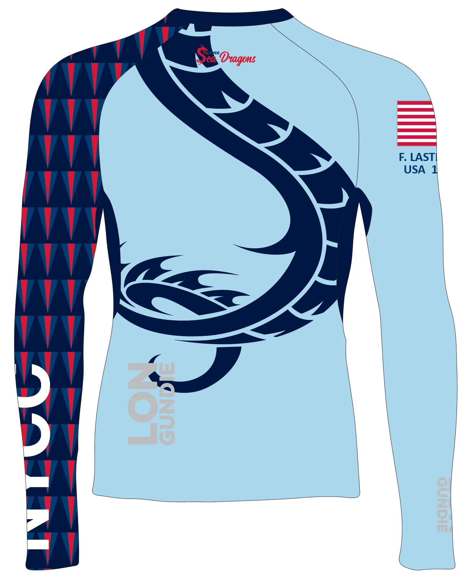 MEN RASH GUARD TOP LONG SLEEVE BLUE | NORFOLK YACHT CLUB | PSNLZ'D