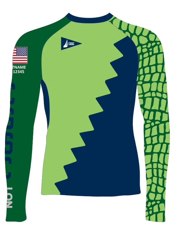 MEN RASH GUARD TOP LONG SLEEVE GREEN | COCONUT GROVE SAILING CLUB - OPTI RACE | PSNLZ'D