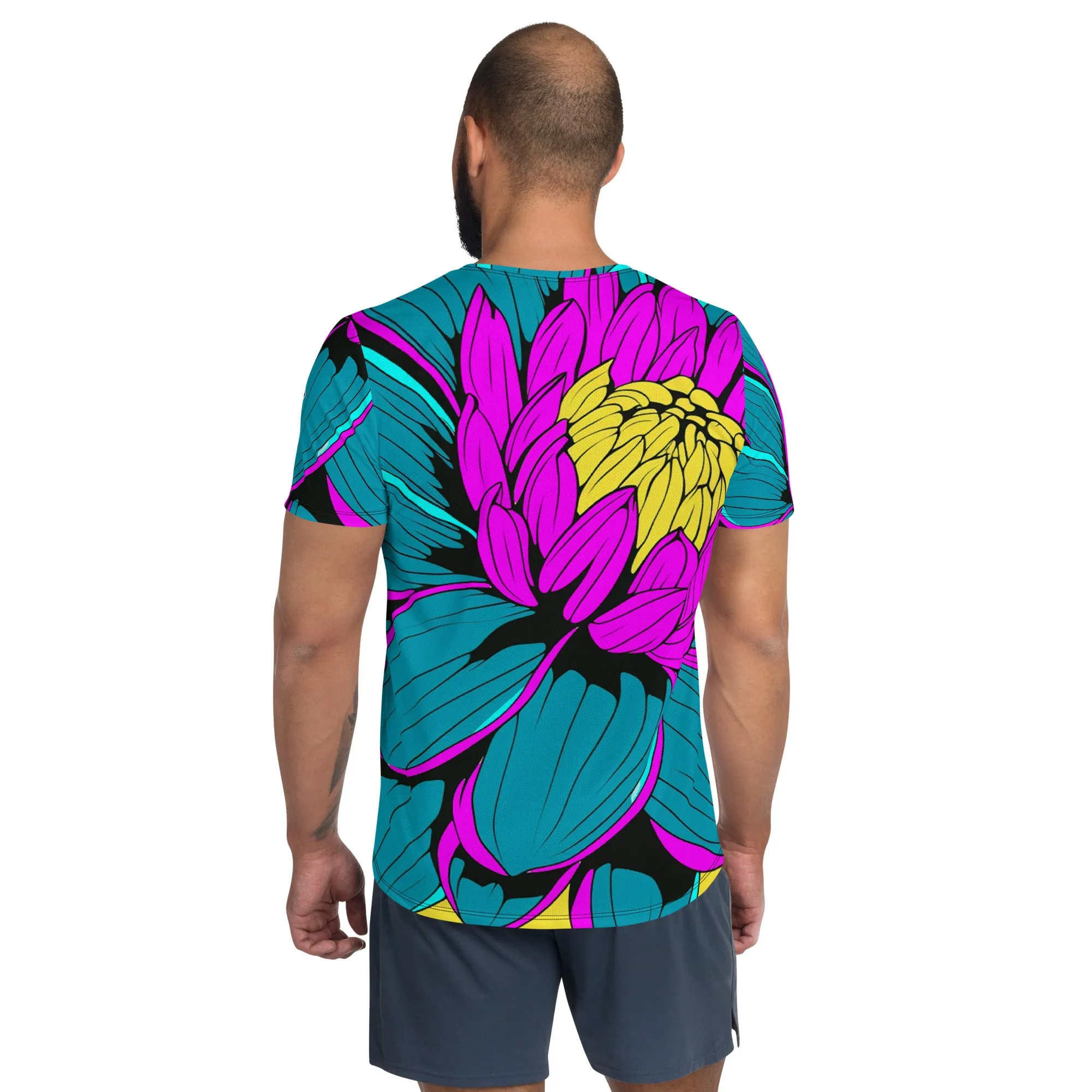 Men's Pop Art BJJ Short Sleeve Rash Guard: Roy Lichtenstein Dahlia Print for High-Intensity Training 001