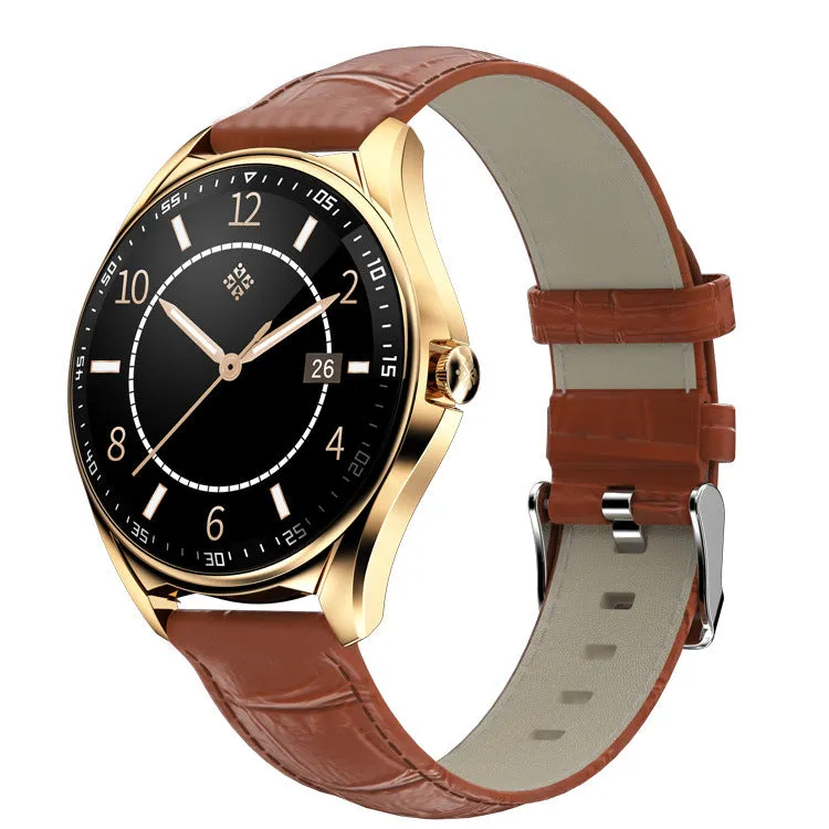 Miyou Men's Smart Watch E16 Double Bluetooth Calling Watch Body Zinc Alloy Metal Steel Belt Bamboo Grain Leather