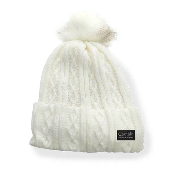 Pom Pom Beanie Hat White (POMWH)